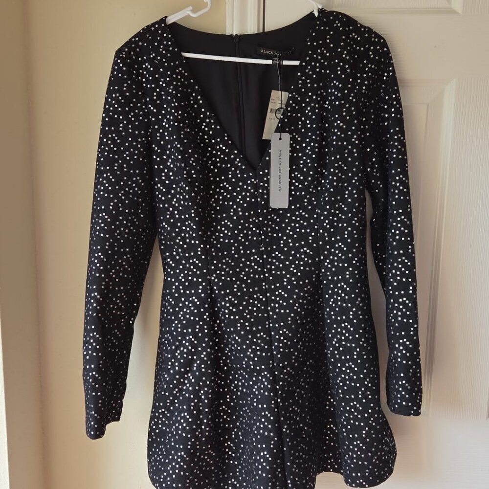 Black Halo Romper Size 12 Long Sleeve Kressa NWT $390 Cocktail Valentine's